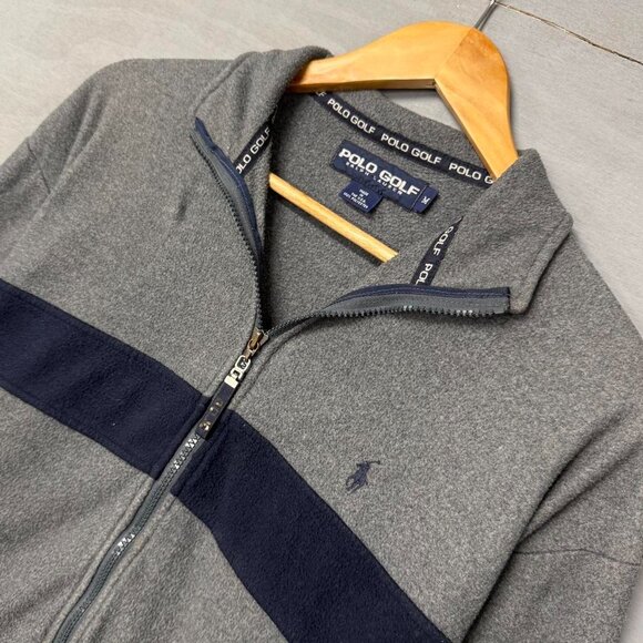 Vintage Polo Ralph Lauren Golf Zip Up Distressed 90s Retro Fleece Jacket Medium - Picture 3 of 7